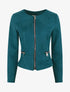 Veste en suédine à zips décoratifs - Bleu canard - 1
