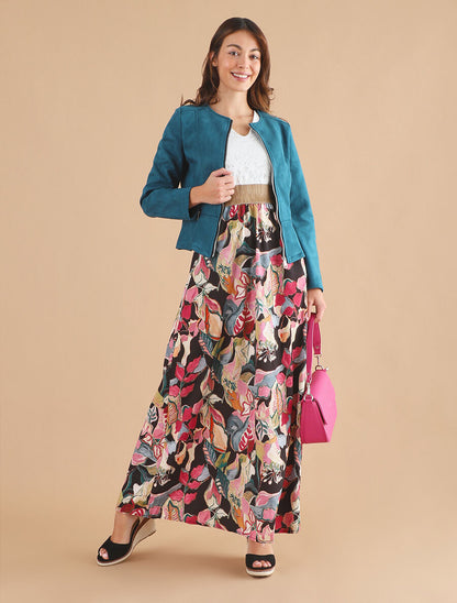 Veste en suédine à zips décoratifs - Bleu canard - 4
