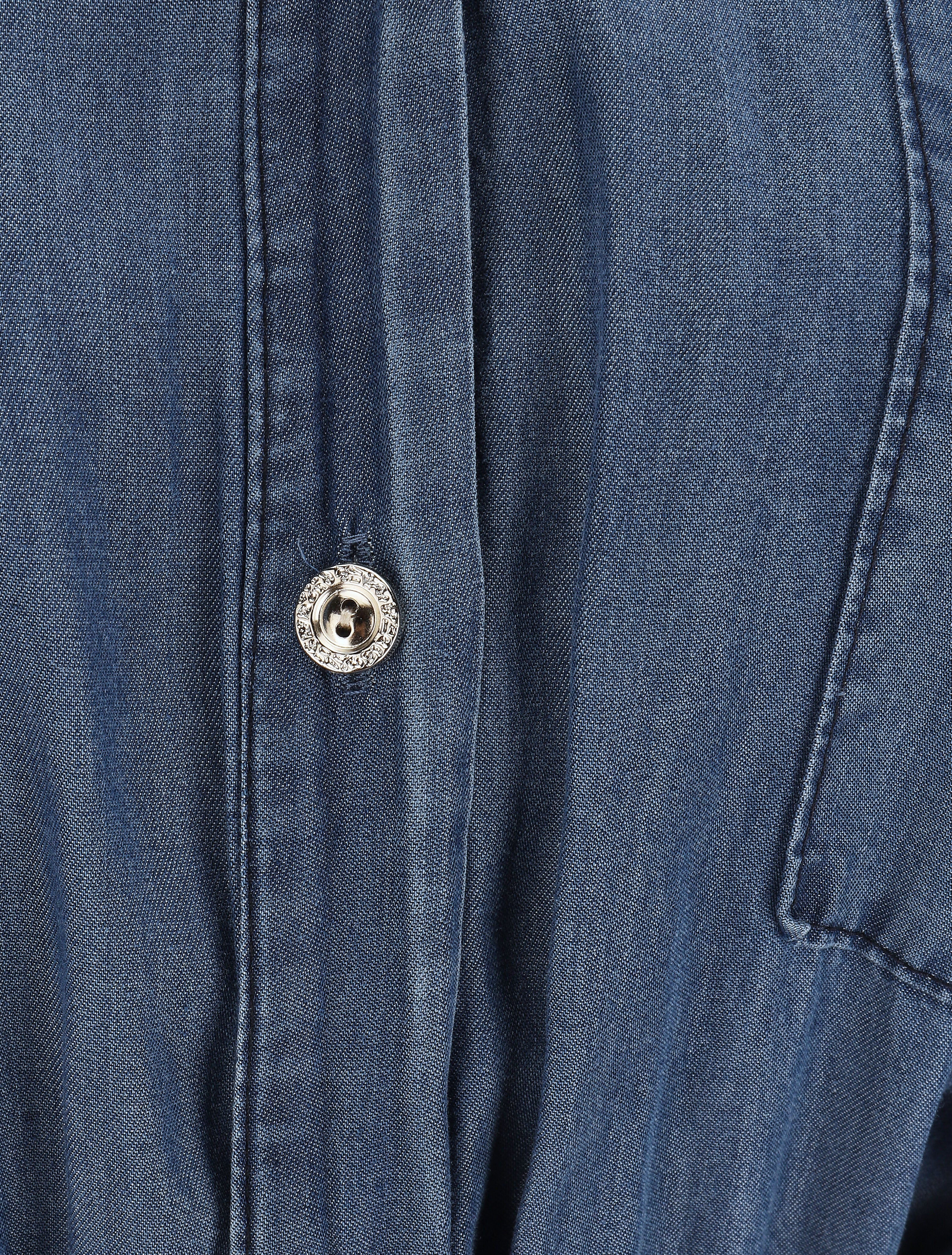Robe longue évasée manches courtes - Bleu denim - 3