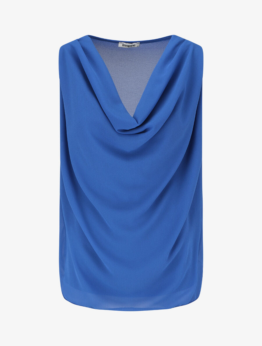 Top sans manches col bénitier - Bleu roi - 4