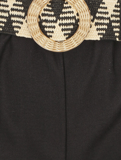 Pantalon ample taille haute élastiquée - Noir - 3