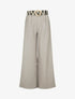 Pantalon ample taille haute élastiquée - Gris clair - 1