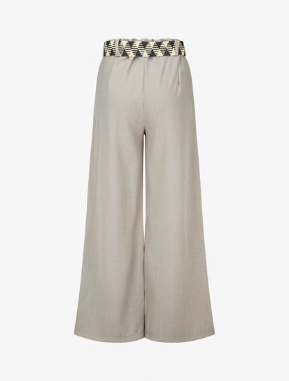 Pantalon ample taille haute élastiquée - Gris clair - 2