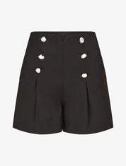 Short droit taille haute à boutons - Noir - 1