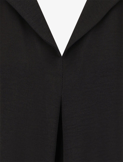 Blouse fluide unie à manches longues - Noir - 3