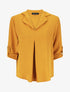Blouse fluide unie à manches longues - Moutarde - 4
