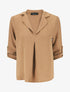 Blouse fluide unie à manches longues - Camel - 1