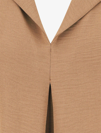 Blouse fluide unie à manches longues - Camel - 3