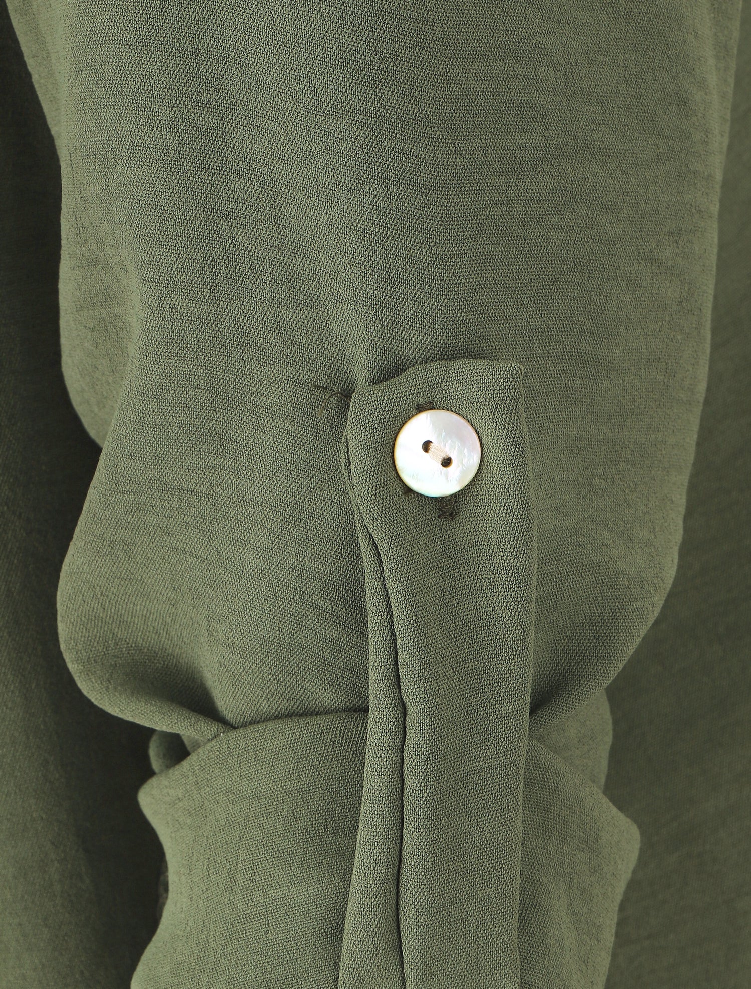Blouse fluide unie à manches longues - Kaki - 3