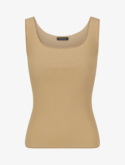 Débardeur côtelé basique - Beige - 1
