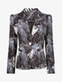 Blazer ajustée imprimé feuilles tropicales - Noir - 4