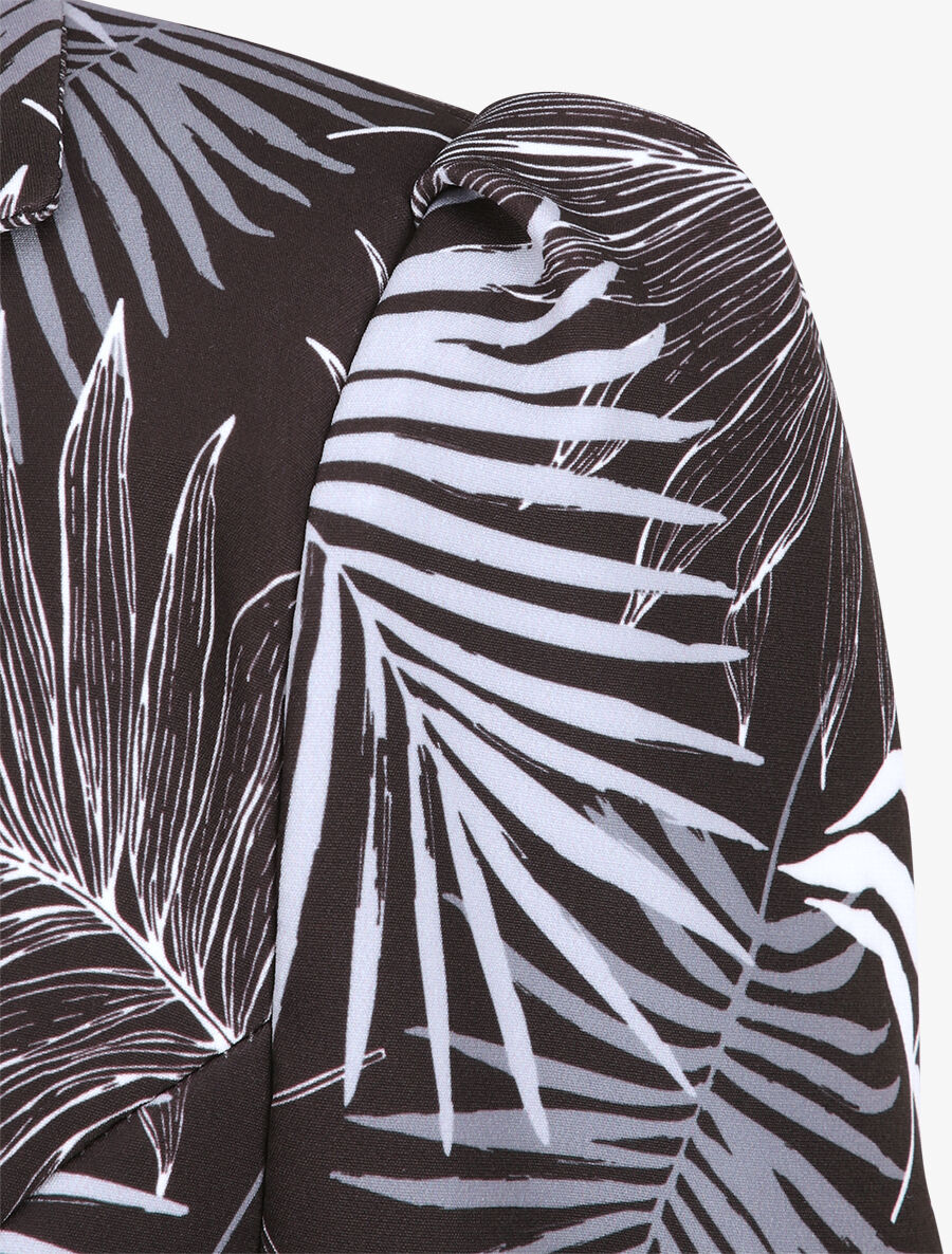 Blazer ajustée imprimé feuilles tropicales - Noir - 3