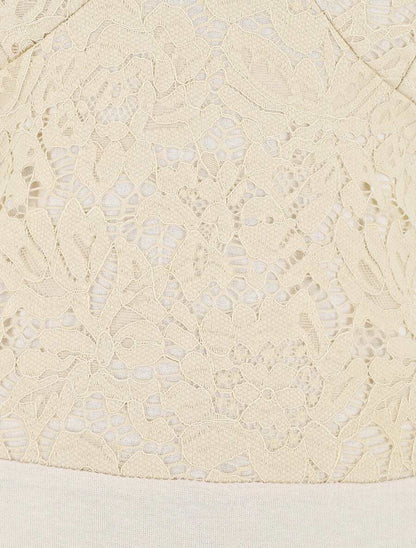 Body en dentelle à fines bretelles - Beige - 3