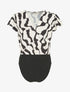 Body manches courtes imprimé graphique - Beige - 1