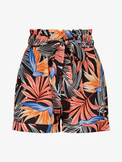 Short élastiqué imprimé feuillage - Rose saumon - 1