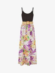 Robe bicolore imprimé tropical - Violine - 4