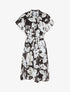 Robe longue élastiquée imprimé feuilles - Noir - 1