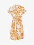 Robe longue élastiquée imprimé feuilles - Orange - 4