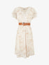 Robe longue élastiquée imprimé feuilles - Beige - 1