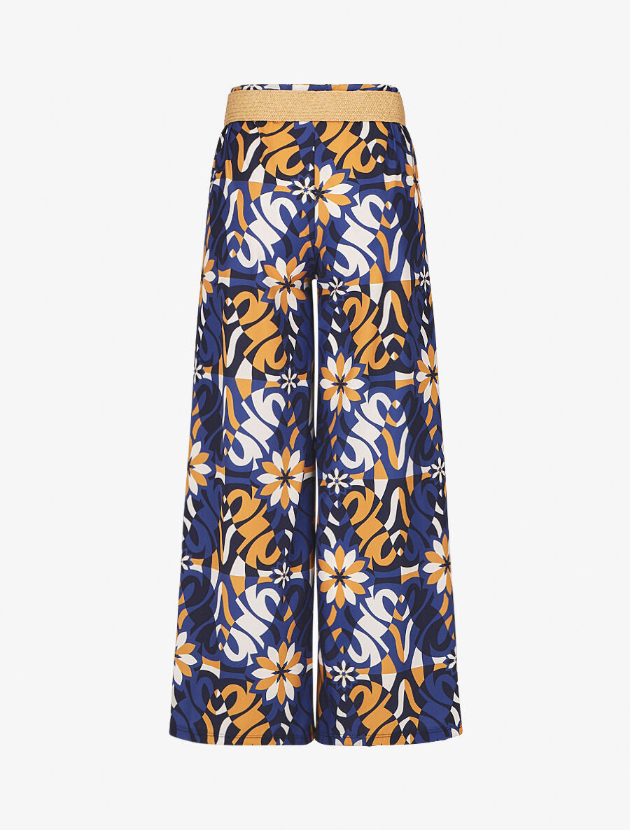 Pantalon ample imprimé floral - Bleu - 2