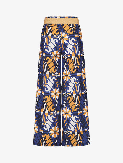 Pantalon ample imprimé floral - Bleu - 2