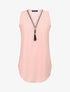 Top droit uni à dos en dentelle - Rose pâle - 4