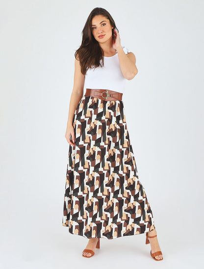 Robe bi-colore à imprimé graphique - Noir - 4