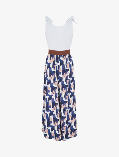 Robe bi-colore à imprimé graphique - Marine - 2