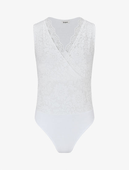 Body sans manches en dentelle - Blanc - 1
