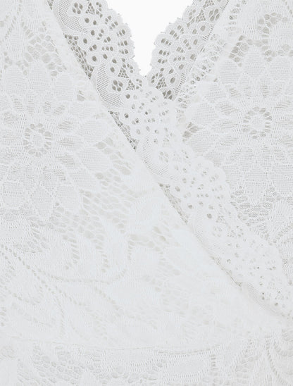 Body sans manches en dentelle - Blanc - 3