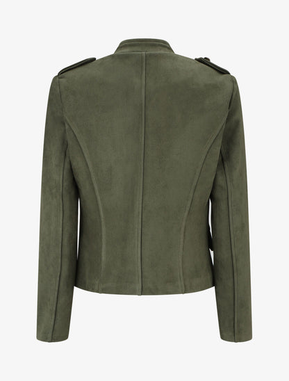 Veste en suédine à boutons décoratifs - Kaki - 2