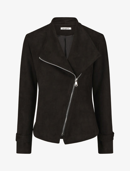 Veste en suédine à fermeture zippée - Noir - 1