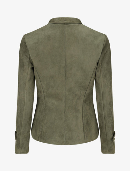 Veste en suédine à fermeture zippée - Kaki - 2