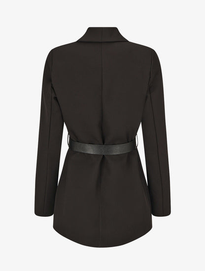 Blazer uni ceinturé - Noir - 2