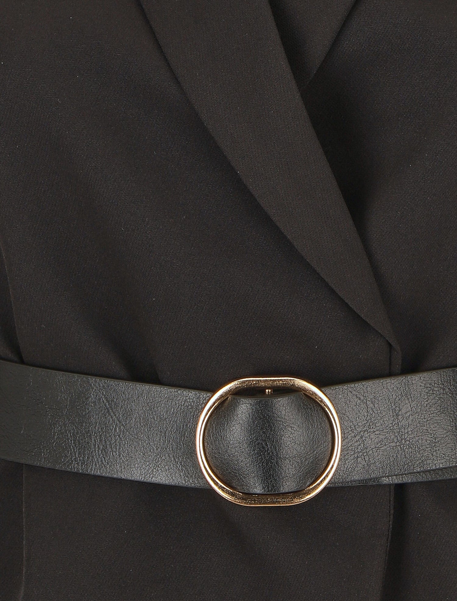 Blazer uni ceinturé - Noir - 3