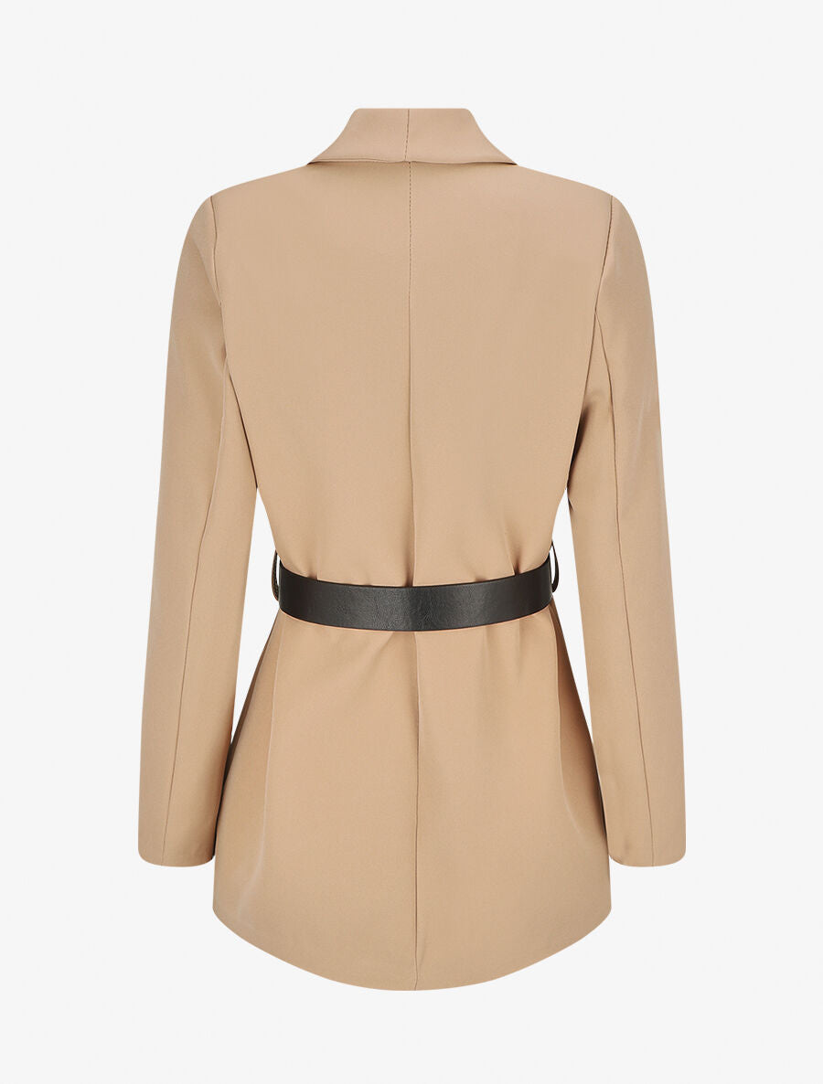 Blazer uni ceinturé - Camel - 2