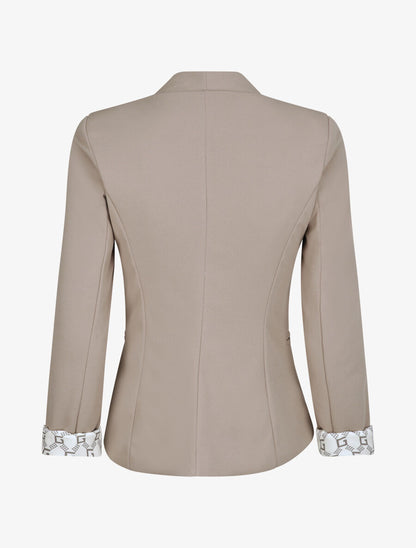 Blazer slim uni à revers imprimé graphique - Gris - 2