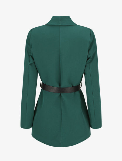 Blazer uni ceinturé - Vert sapin - 2