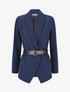 Blazer uni ceinturé - Marine - 1