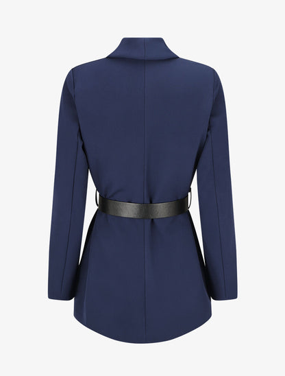 Blazer uni ceinturé - Marine - 2