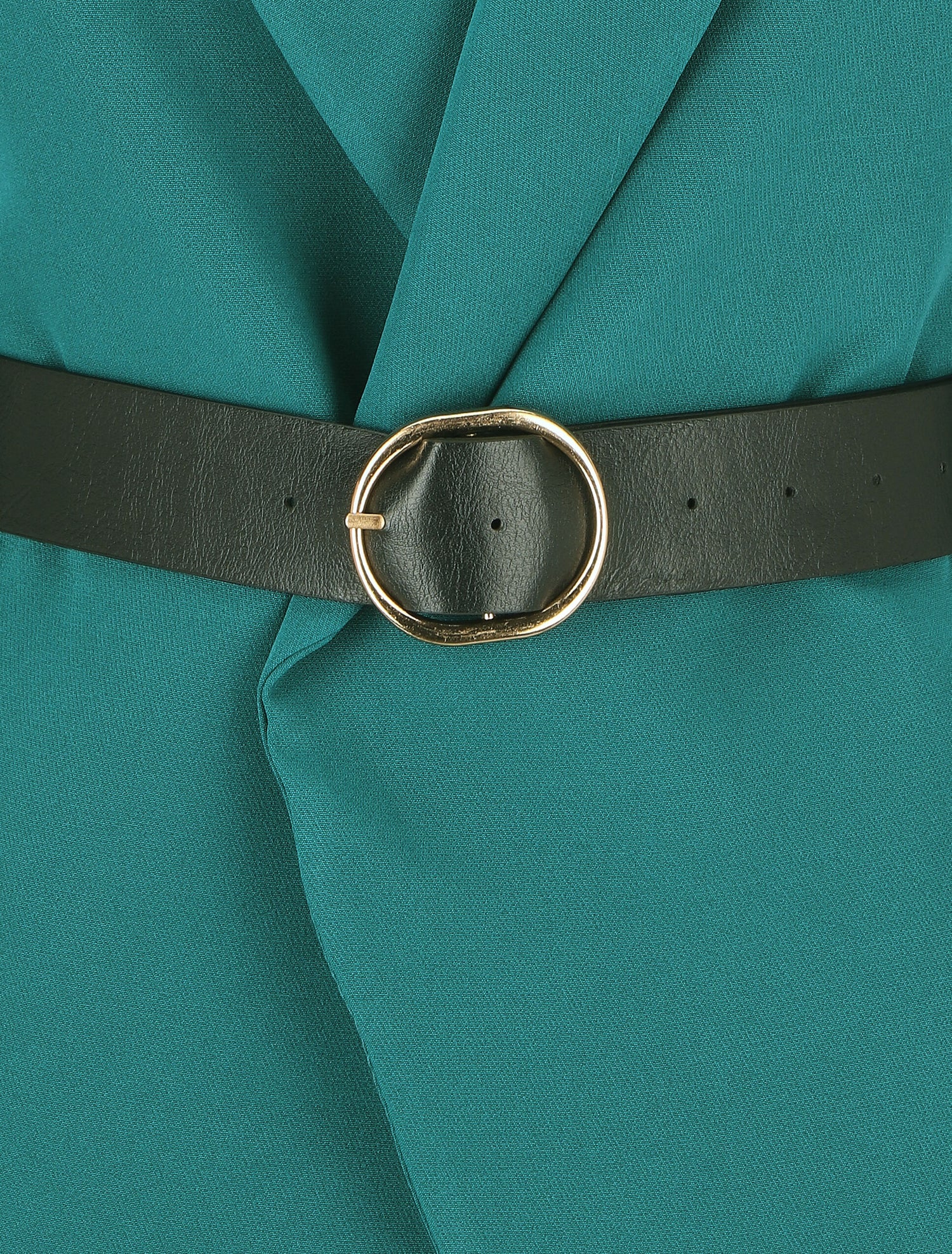 Blazer uni ceinturé - Bleu canard - 3