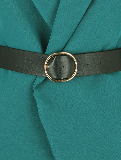 Blazer uni ceinturé - Bleu canard - 3