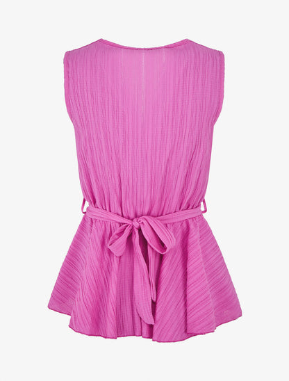 Top uni sans manches à empiècement métal - Magenta - 2