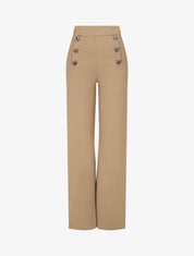 Pantalon uni à boutons décoratifs - Beige - 5