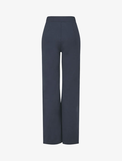 Pantalon uni à boutons décoratifs - Marine - 2