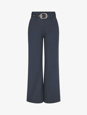 Pantalon uni ceinturé - Marine - 1