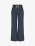 Pantalon uni ceinturé - Marine - 1