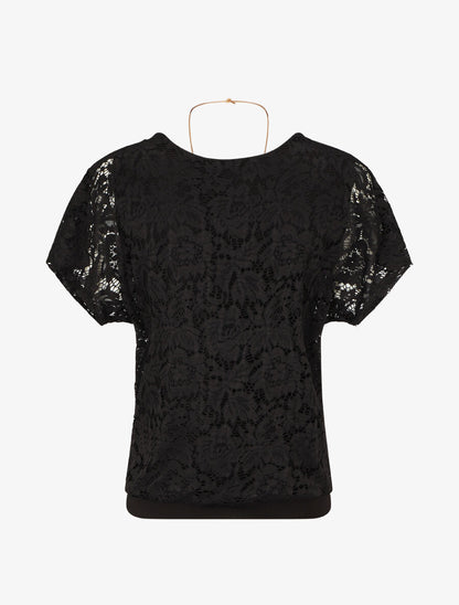 Top uni en broderies - Noir - 2