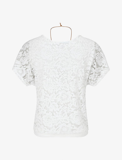 Top uni en broderies - Blanc - 2