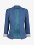 Blazer slim uni à revers imprimé grec - Bleu - 4